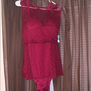 New Torrid Burgundy One Piece Bathing Suit